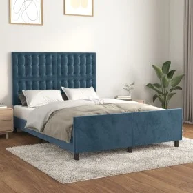Estructura cama con cabecero terciopelo azul oscuro 140x200 cm de vidaXL, Camas y somieres - Ref: Foro24-3126005, Precio: 213...