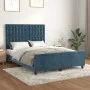 Estructura cama con cabecero terciopelo azul oscuro 140x200 cm de vidaXL, Camas y somieres - Ref: Foro24-3126005, Precio: 213...