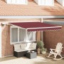 Toldo retráctil manual con luces LED burdeos 300x250 cm