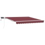 Toldo retráctil manual con luces LED burdeos 300x250 cm