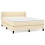 Box spring bed with cream fabric mattress 140x200 cm by vidaXL, Beds and slatted bases - Ref: Foro24-3126250, Price: 454,37 €...