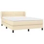Box spring bed with cream fabric mattress 140x200 cm by vidaXL, Beds and slatted bases - Ref: Foro24-3126250, Price: 454,37 €...