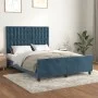 Dark blue velvet bed frame with headboard 140x190 cm by vidaXL, Beds and slatted bases - Ref: Foro24-3125999, Price: 207,20 €...