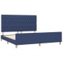 Bed frame with blue fabric headboard 180x200 cm by vidaXL, Beds and slatted bases - Ref: Foro24-3125322, Price: 259,06 €, Dis...