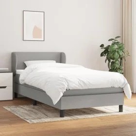 Box spring bed with light gray fabric mattress 100x200 cm by vidaXL, Beds and slatted bases - Ref: Foro24-3126061, Price: 327...