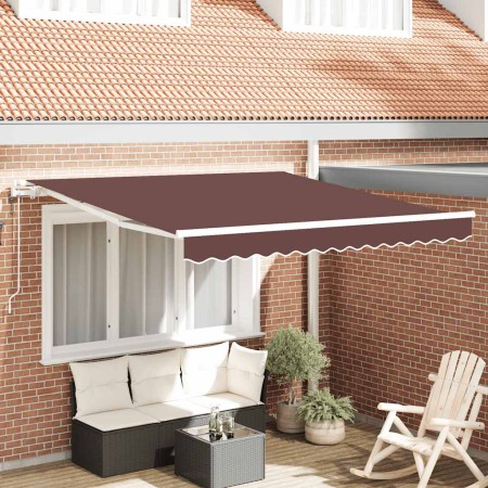 Toldo retráctil automático burdeos 300x250 cm