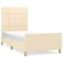 Bed frame with cream fabric headboard 90x200 cm by vidaXL, Beds and slatted bases - Ref: Foro24-3125030, Price: 142,45 €, Dis...