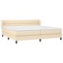 Box spring bed with cream fabric mattress 200x200 cm by vidaXL, Beds and slatted bases - Ref: Foro24-3126514, Price: 574,59 €...