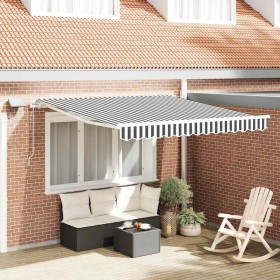 Toldo retráctil manual con LED antracita y blanco 300x250 cm