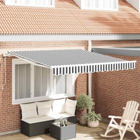 Toldo retráctil automático gris antracita y blanco 300x250 cm Toldo retráctil automático gris antracita y blanco 300x250 cm