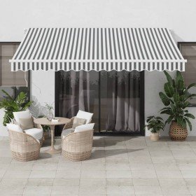 Toldo retráctil manual gris antracita y blanco 400x350 cm Toldo retráctil manual gris antracita y blanco 400x350 cm