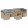 Conjunto de sofá de jardín con cojín 8 pcs beige y gris claro