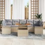Conjunto de sofá de jardín con cojín 8 pcs beige y gris claro