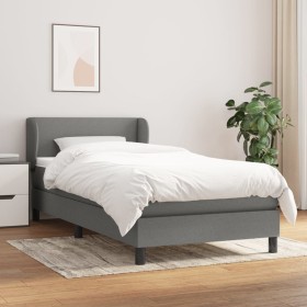 Cama box spring con colchón tela gris oscuro 90x200 cm