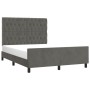 Dark gray velvet bed frame with headboard 140x190 cm by vidaXL, Beds and slatted bases - Ref: Foro24-3125935, Price: 230,89 €...