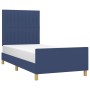 Bed frame with blue fabric headboard 90x190 cm by vidaXL, Beds and slatted bases - Ref: Foro24-3125185, Price: 150,79 €, Disc...