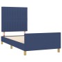 Bed frame with blue fabric headboard 90x190 cm by vidaXL, Beds and slatted bases - Ref: Foro24-3125185, Price: 150,79 €, Disc...