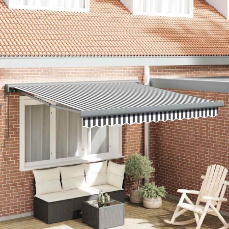 Toldo retráctil aluminio y tela gris antracita y blanco 3x2,5 m