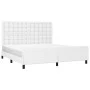 White synthetic leather headboard bed frame 160x200 cm by vidaXL, Beds and slatted bases - Ref: Foro24-3125580, Price: 237,47...