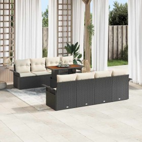 Conjunto de sofá de jardín 7 pcs Negro y crema 100 x 55 x 73 cm