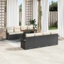 Conjunto de sofá de jardín 7 pcs Negro y crema 100 x 55 x 73 cm