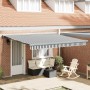 Toldo retráctil aluminio y tela gris antracita y blanco 4x3 m