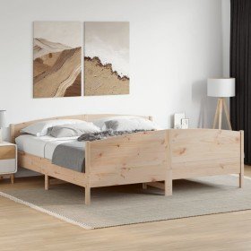 Estructura de cama sin colchón madera maciza de pino 200x200 cm Estructura de cama sin colchón madera maciza de pino 200x200 cm