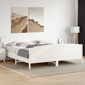 Estructura de cama sin colchón madera maciza blanca 200x200 cm