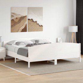 Cama sin colchón madera maciza de pino blanca 180x200 cm Cama sin colchón madera maciza de pino blanca 180x200 cm