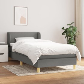 Cama box spring con colchón tela gris oscuro 90x200 cm