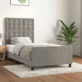 Light gray velvet bed frame with headboard 80x200 cm by vidaXL, Beds and slatted bases - Ref: Foro24-3125965, Price: 159,30 €...