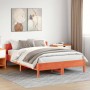 Cama sin colchón madera maciza pino marrón cera 150x200 cm
