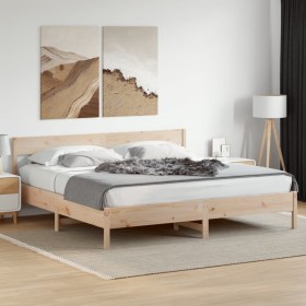 Estructura de cama sin colchón madera maciza de pino 200x200 cm