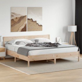 Estructura de cama sin colchón madera maciza de pino 200x200 cm Estructura de cama sin colchón madera maciza de pino 200x200 cm