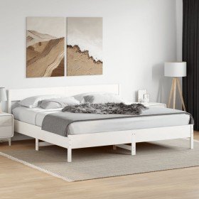 Cama sin colchón madera maciza de pino blanca 180x200 cm Cama sin colchón madera maciza de pino blanca 180x200 cm