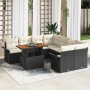 Conjunto de sofá de jardín con cojín 9 pcs Negro y crema