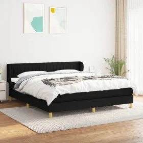 Box spring bed with black fabric mattress 160x200 cm by vidaXL, Beds and slatted bases - Ref: Foro24-3126415, Price: 494,95 €...