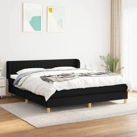 Box spring bed with black fabric mattress 160x200 cm by vidaXL, Beds and slatted bases - Ref: Foro24-3126415, Price: 494,95 €...