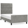 Light gray velvet bed frame with headboard 100x200cm by vidaXL, Beds and slatted bases - Ref: Foro24-3125922, Price: 161,49 €...