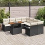 Conjunto de sofá de jardín con cojín 9 pcs Negro y crema