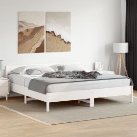 Cama sin colchón madera maciza de pino blanca 180x200 cm Cama sin colchón madera maciza de pino blanca 180x200 cm