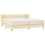 Box spring bed with cream fabric mattress 200x200 cm by vidaXL, Beds and slatted bases - Ref: Foro24-3127074, Price: 578,97 €...