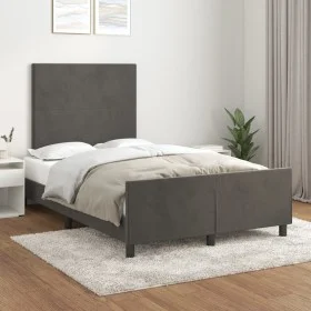 Dark gray velvet bed frame with headboard 120x200 cm by vidaXL, Beds and slatted bases - Ref: Foro24-3125624, Price: 165,87 €...
