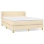 Box spring bed with cream fabric mattress 140x200 cm by vidaXL, Beds and slatted bases - Ref: Foro24-3126650, Price: 449,76 €...