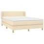 Box spring bed with cream fabric mattress 140x200 cm by vidaXL, Beds and slatted bases - Ref: Foro24-3126650, Price: 449,76 €...