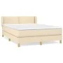 Box spring bed with cream fabric mattress 140x200 cm by vidaXL, Beds and slatted bases - Ref: Foro24-3126730, Price: 439,34 €...