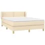 Box spring bed with cream fabric mattress 140x200 cm by vidaXL, Beds and slatted bases - Ref: Foro24-3126730, Price: 439,34 €...