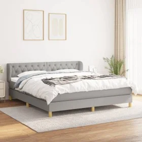 Box spring bed with light gray fabric mattress 160x200 cm by vidaXL, Beds and slatted bases - Ref: Foro24-3127053, Price: 512...