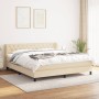Box spring bed with cream fabric mattress 160x200 cm by vidaXL, Beds and slatted bases - Ref: Foro24-3126498, Price: 557,76 €...