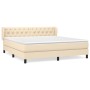 Box spring bed with cream fabric mattress 160x200 cm by vidaXL, Beds and slatted bases - Ref: Foro24-3126498, Price: 557,76 €...